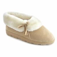 Ladies SlumberzZ Microsuede Thick Faux Fur Lined Slip On Bootee Style Slippers