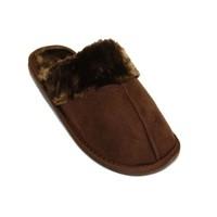 Ladies Faux Suede Mule Slippers Chestnut Brown UK Size M 5-6