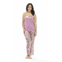 Ladies Wolf & Harte Satin Floral Print Strappy Top Summer Pyjama Lounge Wear