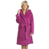 Ladies Supersoft Waffle Fleece Wrap Over Shawl Hood Dressing Gown Bathrobe 67218