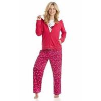 Ladies 3 Piece Pyjama Set Bubble Print With Hoodie (Medium/Large, Pink)