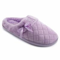 Ladies SlumberzZ Quilted Stiching Design Warm Faux Fur Lined Mule Style Slippers