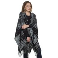 ladies gemma large square warm thermal winter blanket cape scarf grey