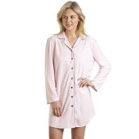 Ladies Spot Print Long Sleeve Button Front Fleece Nightdress Sleepwear 27403