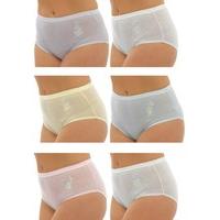 Ladies Anucci Brand Cotton Full Brief With Motif pants knicker Underwear 6 Pack