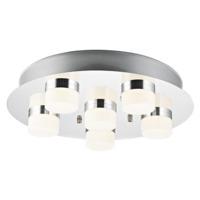 Large Chrome LED Bathroom Ceiling Light Fitting with Opal Diffusers