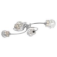 Large Modern Chrome Ceiling Light with Crystal Glass Decorated Shades