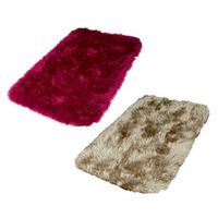 Large Faux Fur Rug (2 - SAVE £10), Silver and Cerise, Acrylic