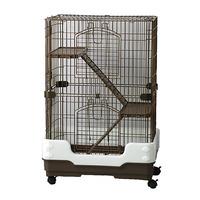 Lazy Bones 3 Storey Brown Rodent Cage on Wheels