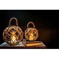 LA ROCHELLE Nautical Globe Lantern in Stainless Steel With Antique Brass Finish - Medium