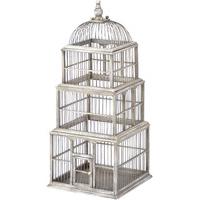 Large Tiered Shabby Chic Birdcage Grey Brown Decorative Vintage Wooden Ornament