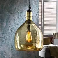 Laia glass hanging light in a retro look, amber