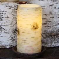 Large LED candle Anjuli with a birch look, 15 cm