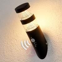 lanea black led outdoor wall lamp with sensor