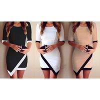 Ladies Asymmetric Bodycon Dress; 3 Colours