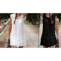 Lace Sleeve Summer Mini Dresses - 2 Colours, 4 Sizes