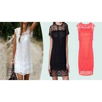 Lace-Detail Summer Shift Dress - 3 Colours, 5 Sizes