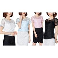 lace chiffon hollow blouse 4 colours 5 sizes