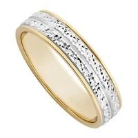 Ladies\' 9ct two colour gold two row sparkle cut wedding ring