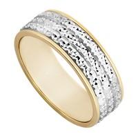 Ladies\' 9ct two colour gold three row sparkle cut wedding ring