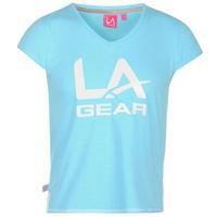 LA Gear Large Logo V Neck TShirt Girls