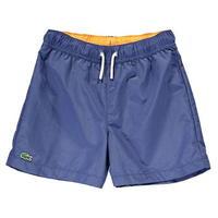 lacoste logo pattern swim shorts