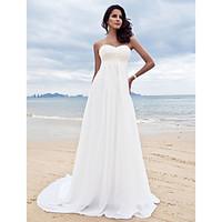 LAN TING BRIDE A-line Wedding Dress - Classic Timeless Chic Modern Beautiful Back Court Train Sweetheart Chiffon withAppliques