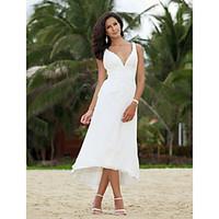 LAN TING BRIDE A-line Wedding Dress - Reception Simply Sublime Asymmetrical V-neck Chiffon with Ruche