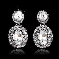Lady\'s Silver AAA Zircon Stone Drop Earrings for Wedding Party Jewelry