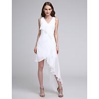 LAN TING BRIDE Asymmetrical V-neck Bridesmaid Dress - Short Sleeveless Chiffon