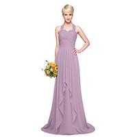 LAN TING BRIDE Floor-length Halter Bridesmaid Dress - Elegant Sleeveless Chiffon