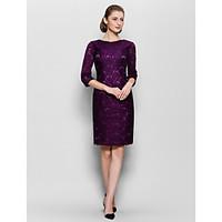 LAN TING BRIDE Sheath / Column Mother of the Bride Dress - Sexy Knee-length Half Sleeve Lace with Lace