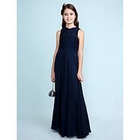 Lanting Bride Floor-length Chiffon / Lace Junior Bridesmaid Dress Sheath / Column Scoop with Lace