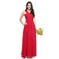 LAN TING BRIDE Floor-length V-neck Bridesmaid Dress - Elegant Sleeveless Chiffon