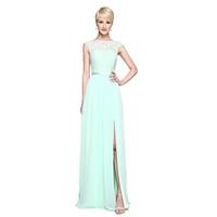 LAN TING BRIDE Floor-length Bateau Bridesmaid Dress - Furcal Sleeveless Chiffon Lace