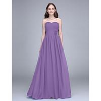 LAN TING BRIDE Floor-length Chiffon Bridesmaid Dress - Sheath / Column Strapless with Flower(s) / Criss Cross