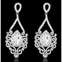 Lady\'s Multi-Stone Zircon Chandelier Drop Earrings for Wedding Party (Gold/Silver)