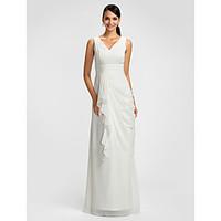 LAN TING BRIDE Floor-length V-neck Bridesmaid Dress - Open Back Sleeveless Chiffon