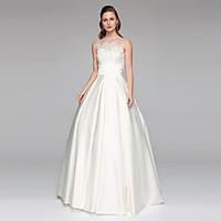 LAN TING BRIDE Ball Gown Wedding Dress - Classic Timeless Two-Piece Floor-length Bateau Lace Satin with Appliques Beading