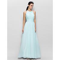 LAN TING BRIDE Floor-length Chiffon Bridesmaid Dress - Sheath / Column Jewel with Draping