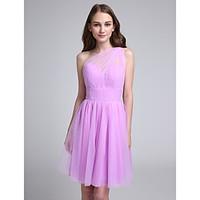 LAN TING BRIDE Knee-length One Shoulder Bridesmaid Dress - Short Sleeveless Tulle