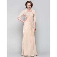 LAN TING BRIDE Dress - Wrap Included Sheath / Column One Shoulder Floor-length Chiffon with Appliques Beading Criss Cross