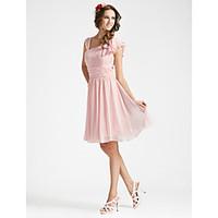 LAN TING BRIDE Knee-length V-neck Bridesmaid Dress - Elegant Sleeveless Georgette