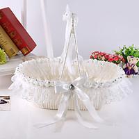 large luxury pearl bowknot flower basket with rose crystal flower girl ...