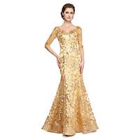 LAN TING BRIDE Trumpet / Mermaid Mother of the Bride Dress - Sparkle Shine Floor-length Half Sleeve Sequined with Sequins Pleats