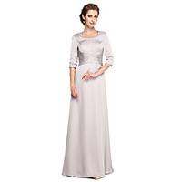 LAN TING BRIDE A-line Mother of the Bride Dress - Elegant Floor-length Half Sleeve Lace Satin with Appliques Pleats