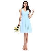 lan ting bride knee length v neck bridesmaid dress short sleeveless ch ...