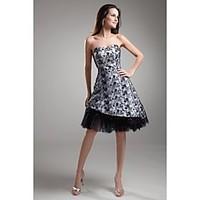 LAN TING BRIDE Asymmetrical Strapless Bridesmaid Dress - Color Block Sleeveless Lace