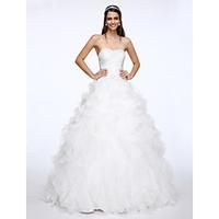 LAN TING BRIDE A-line Wedding Dress Vintage Inspired Chapel Train Sweetheart Organza with Beading Criss-Cross