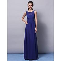 LAN TING BRIDE Floor-length Jewel Bridesmaid Dress - Open Back Sleeveless Chiffon